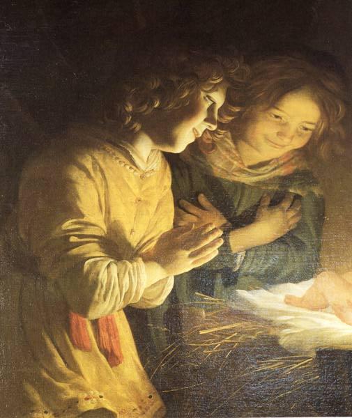 HONTHORST, Gerrit van Adoration of the Child (detail) sf Sweden oil painting art